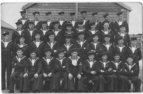 Arnold Malina second from the right in the 2nd Row at HMS Colingwood 30th May 1943